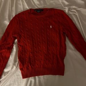 Red Cable Knit Polo